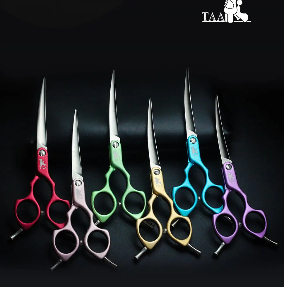 TAA Dog Scissors Professional Pet Grooming Scissors 6 Inch Curved Scissors for Dog Cat Grooming Shears Ultra-Light Cutter H-01