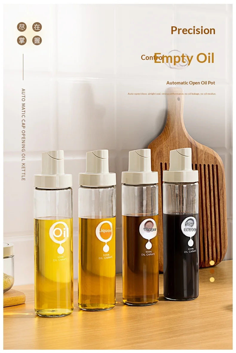 New Household Kitchen Soybean Vinegar Spice Bottle Set Glass Leakproof Aroma Spice Wine Dedicated Non-Hanging Oil Jar
