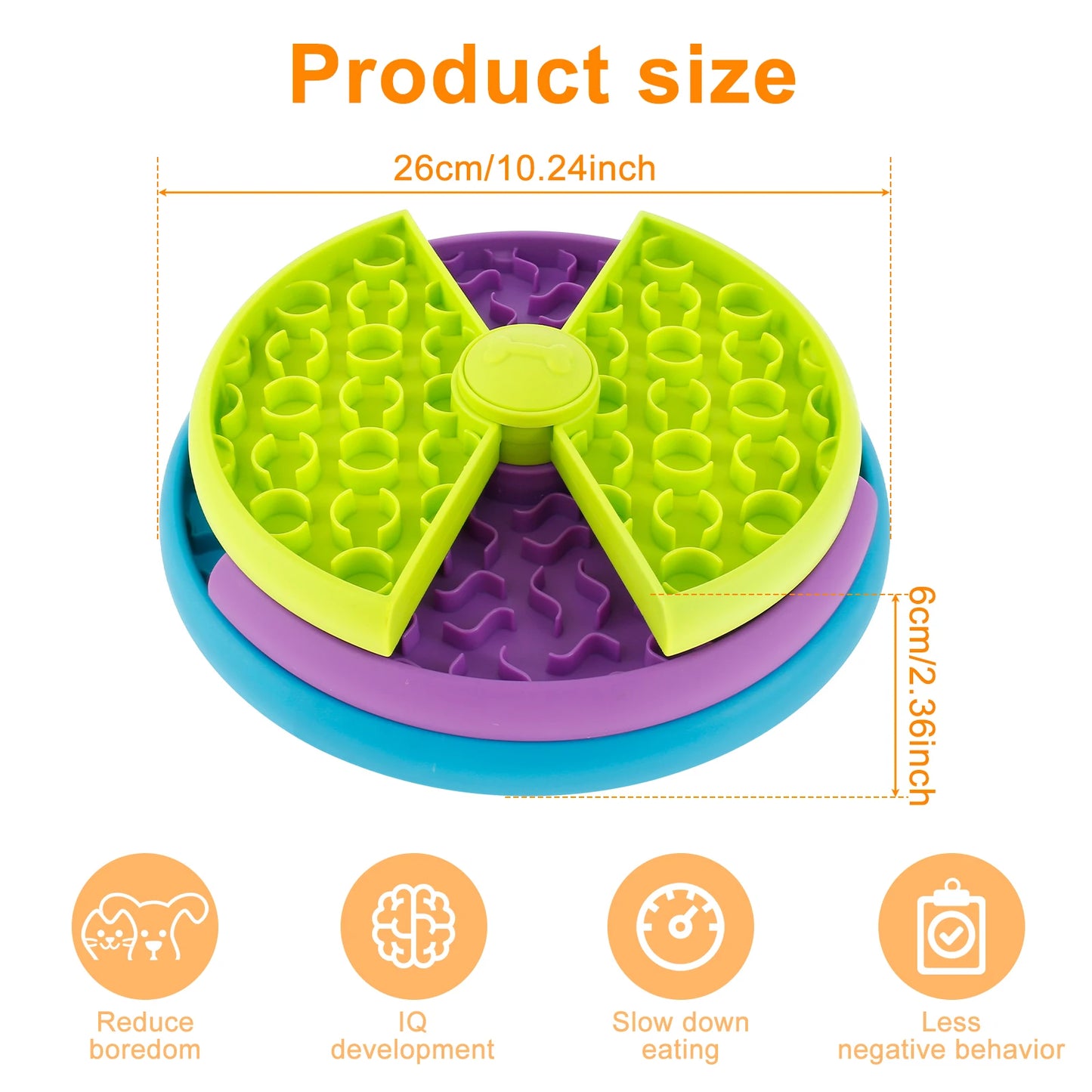 3 Layers Pet Dog Slow Feeder Bowl Spin Non Slip Puzzle Bowl Anti-Gulping Pet Slower Food Feeding Dishes Dog Bowl for Medium Smal