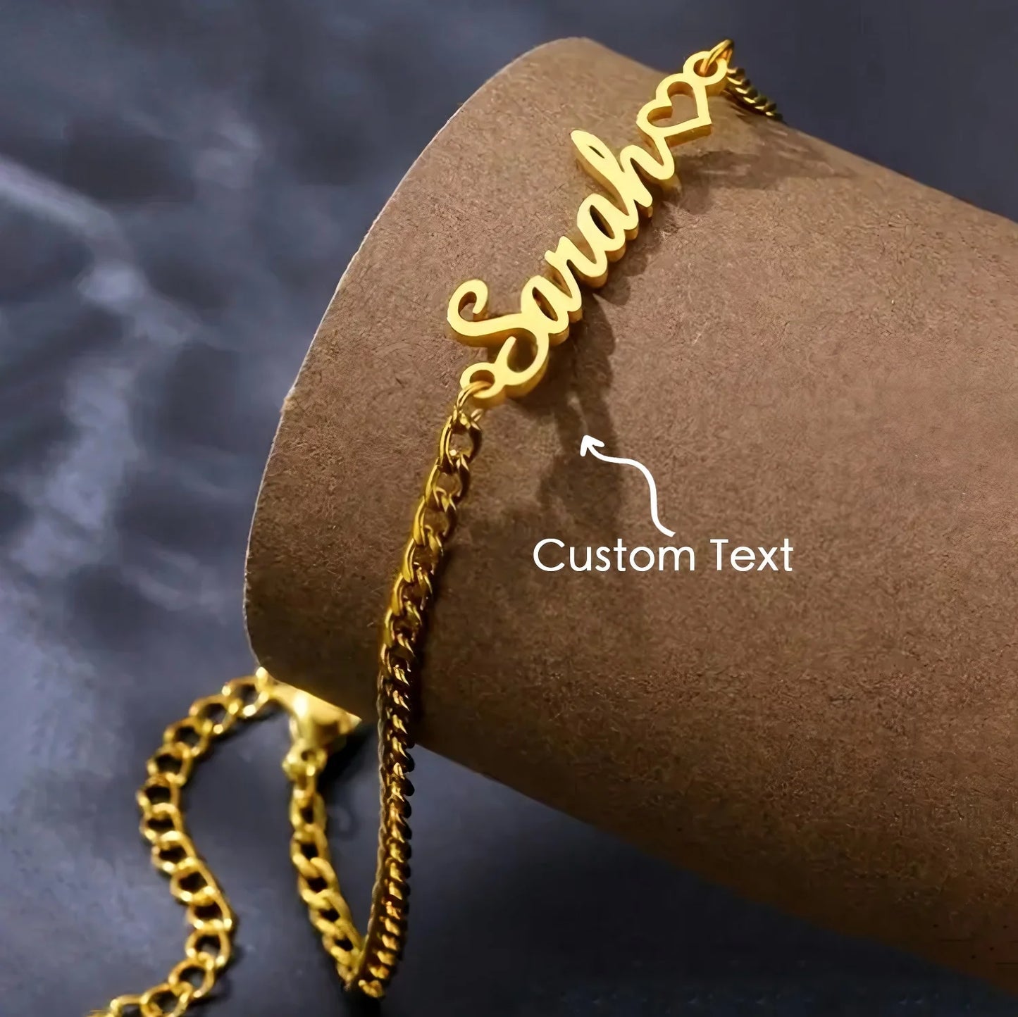 DOREMI Stainless Steel Jewelry Heart Personalized Name Cuban Chain Anklet Gift Jewelry Charm Letters Anklet