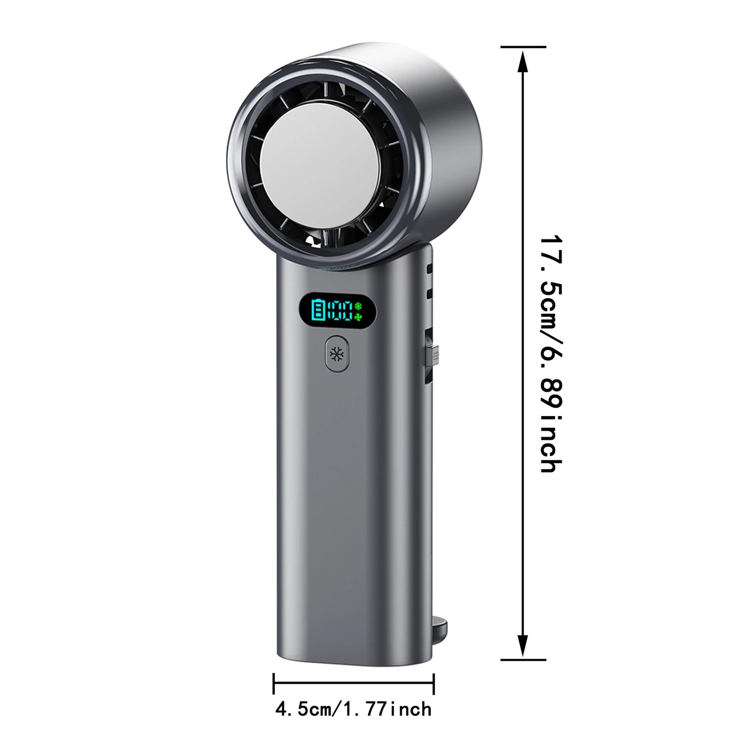 Ice Compress High-Speed Cooling Fan Handheld Fans USB Rechargeable Portable Mini Fan LED Digital Display, Travel, Camping