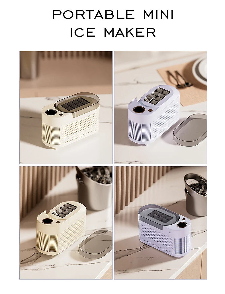 110V/220V Portable Small Ice Maker Mini Home Dormitory Office Camping 12V Car Cube Ice Automatic Ice Making Box Ice Machine