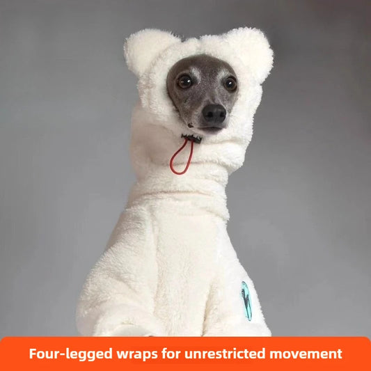 Winter Dog Clothes Autumn Four-legged Dogs Clothes Warm Fleece Thickened Greyhound Clothing Hoodie Hat Adjustable Dogs Costume