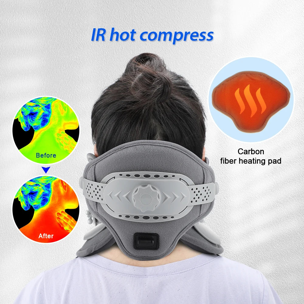 3 in 1 Neck Cervical Traction Electric Heating Spine Stretcher Support Collar Home Chiropractic Tool Spine Neck Posture Brace
