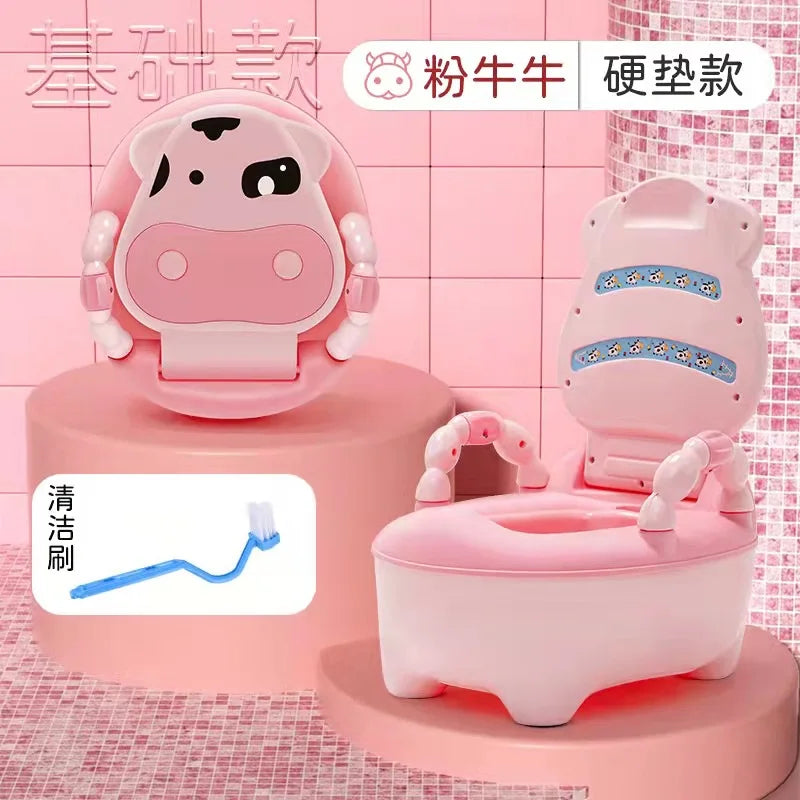 Children's Toilet Baby Potty Urinal Cartoon Cows Design Portable Toilet Seat with Cover Toddler Kids Potty Training Seat