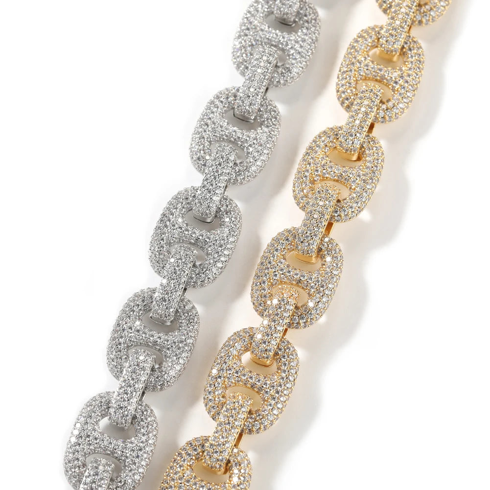 UWIN Pig Nose Shape Chain Bracelets Iced Out Full Cubic Zirconia Stones Fashion Jewelry for Women & Men
