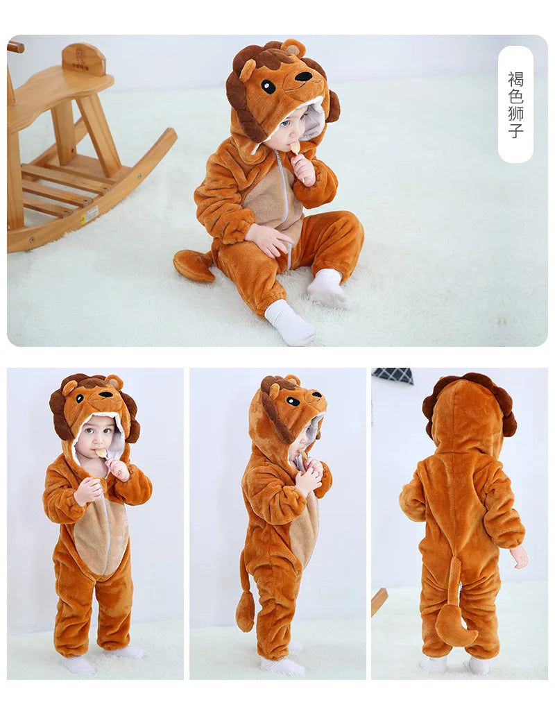 Autumn Winter Cartoon Style Winter Long Sleeve Baby Boys Girls Rompers Toddler Kids Playsuit Jumpsuits Baby Clothes Child Onesie
