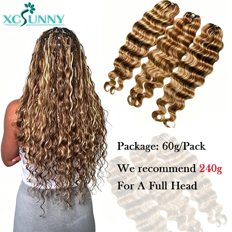 27/30/613 Mix Color Blend Loose Deep Wave Feather Crochet Human Hair Extensions Pre Separated Knotless Boho Braids Miracle Knots