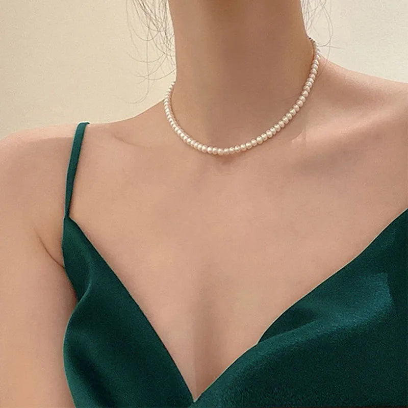 White Imitation Pearl Choker Necklace Elegant Big Round Pearl Wedding Necklace for Women Charm Fashion Jewelry Gifts
