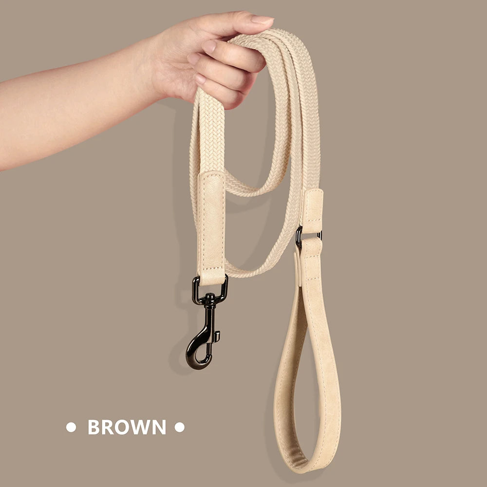 Retro Dog Collar Leash Set Custom Nylon Dog Collars With Walking Lead Rope Adjustable Pet Necklace for Small Large Dogs Durable