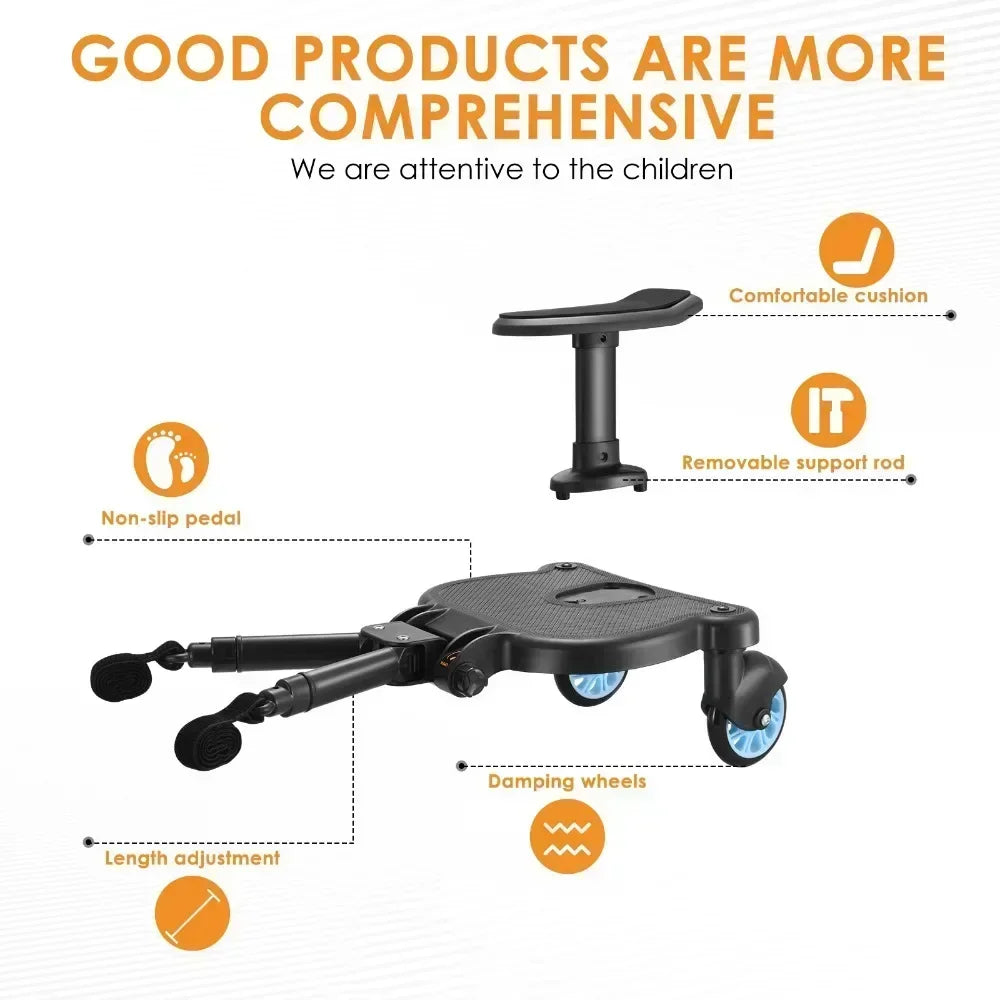 Universal Baby Stroller Accessories Strollers Step Board Adapter with Seat Twins Scooter Baby Accessories Baby Pram Hitchhiker