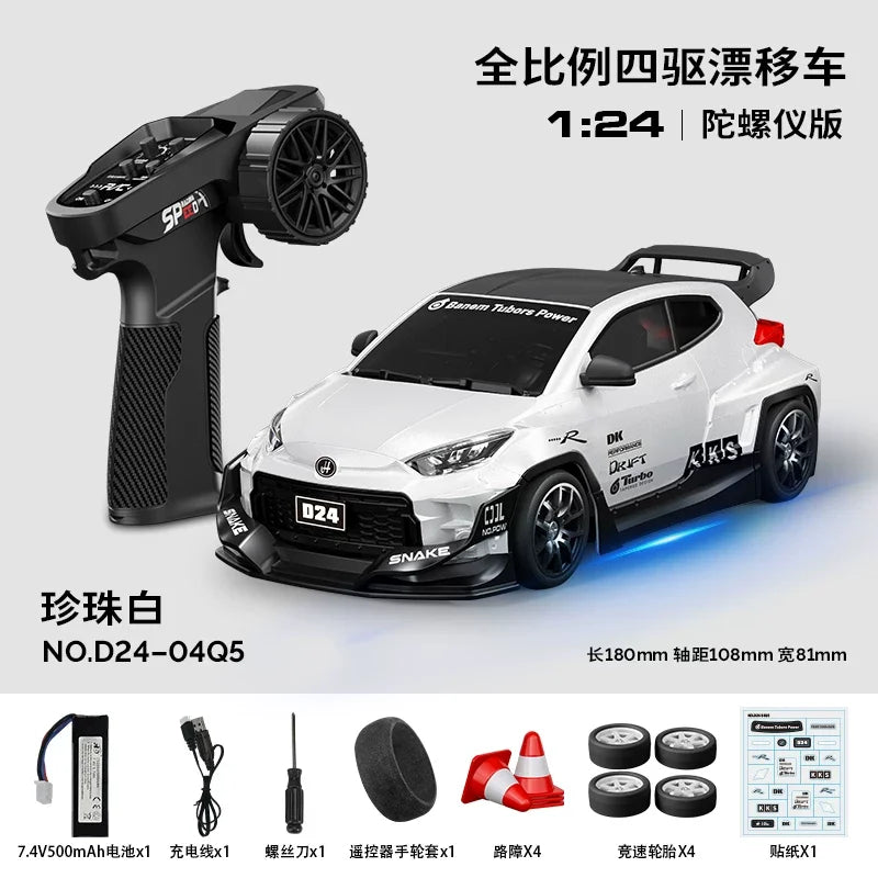 Hongxing 1 24 RC 4WD High Speed Drift Car Full Scale Gyroscope With Lithium Battery 2 Sets Of Wheels Independent Shock Absorber