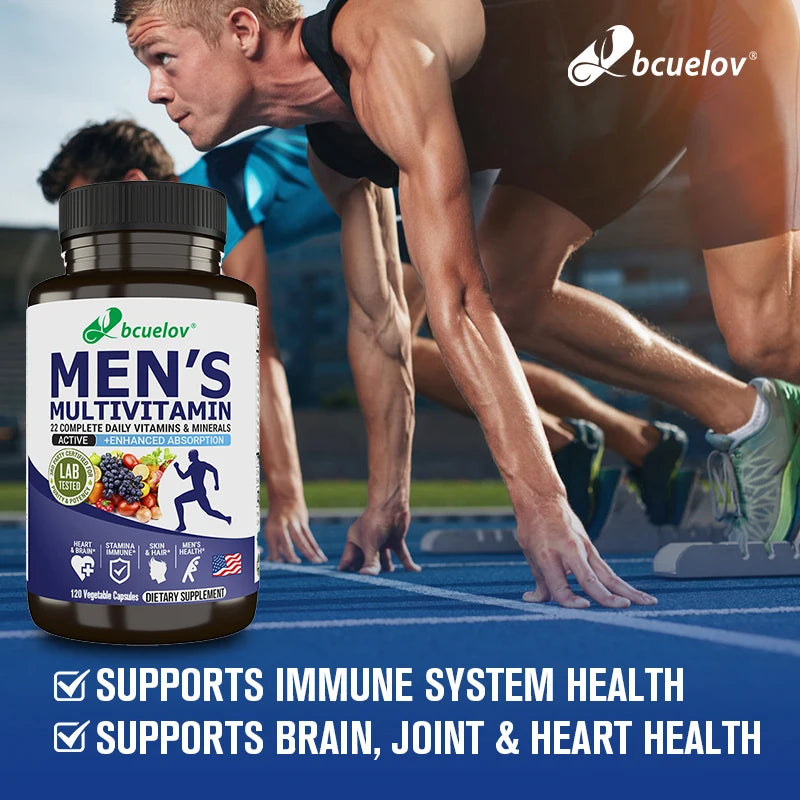 Men’s Multivitamin & Mineral Capsules, High Absorption Antioxidant Supplement for Energy, Immune, Bone, Skin & Overall Wellness