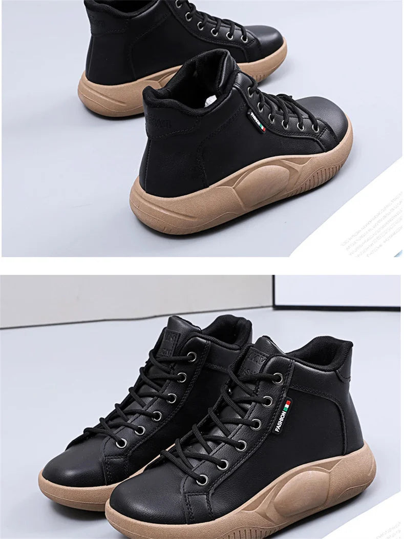CINESSD Version of High-top Shoes for Female Students Trend of Casual Running Shoe Comfortable Lace-up Sneakers Female Shoes