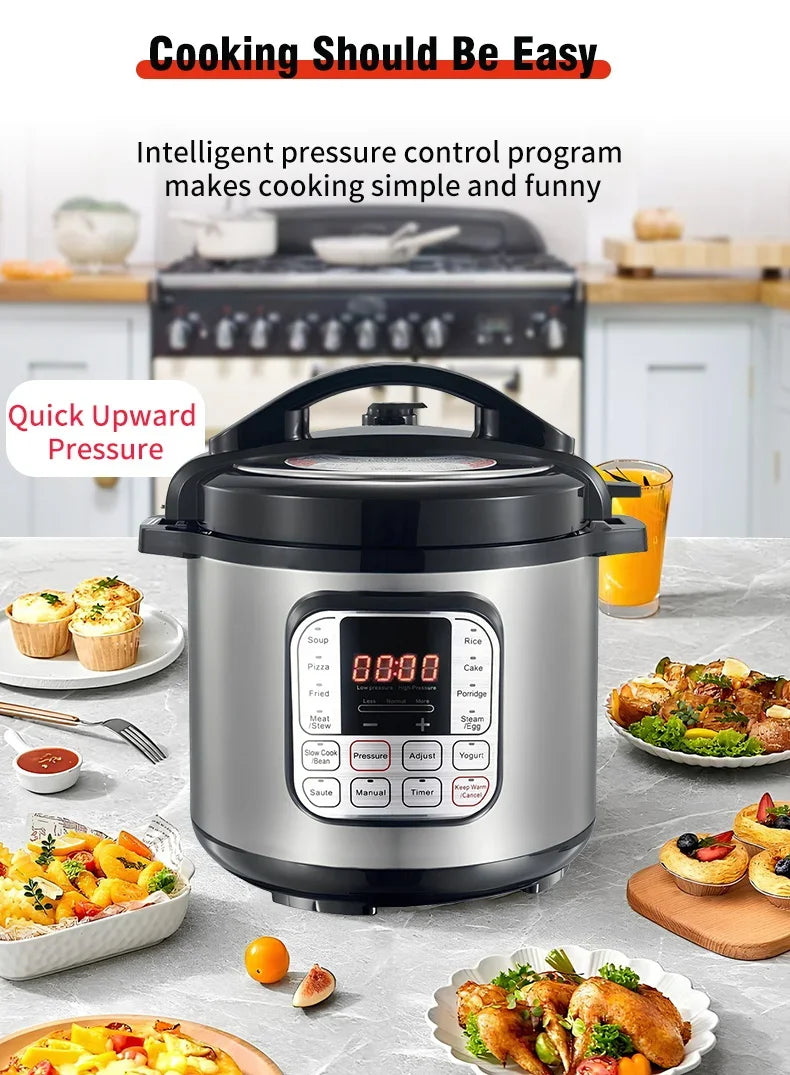 5L Electric Pressure Cooker Stainless steel Smart Multicooker for Kitchen Slow Cooker Rice Cooker Steam Pot Food Warmer 220V