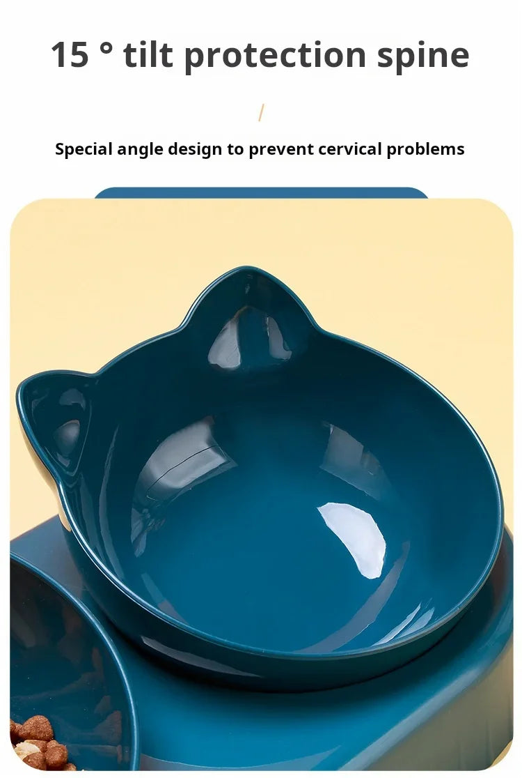 New hot selling cat bowl double bowl pet feeder with anti slip cat paw design, feeding supplies for cats and pets