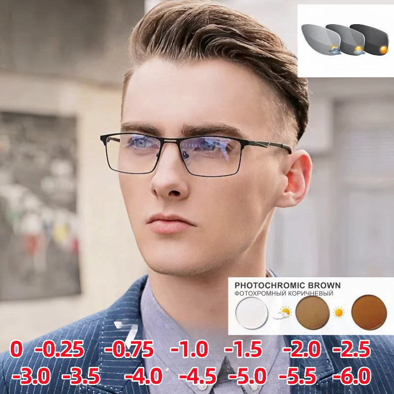 Fashion Metal Myopia Classic Color Changing Glasses Ball Luminosity0 ~ 600Degree