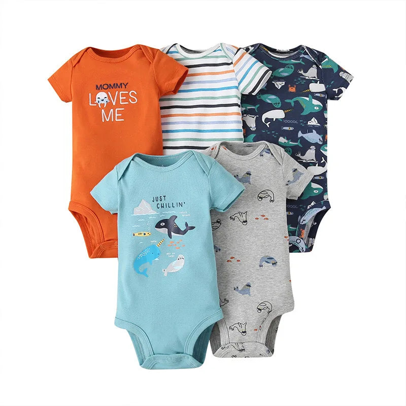 5 Pairs Newborn Baby Bodysuit Short Sleeve Infant Jumpsuit Short Sleeve Cotton Overalls Newborn Infant Jumpsuit  Kids Baby Roup