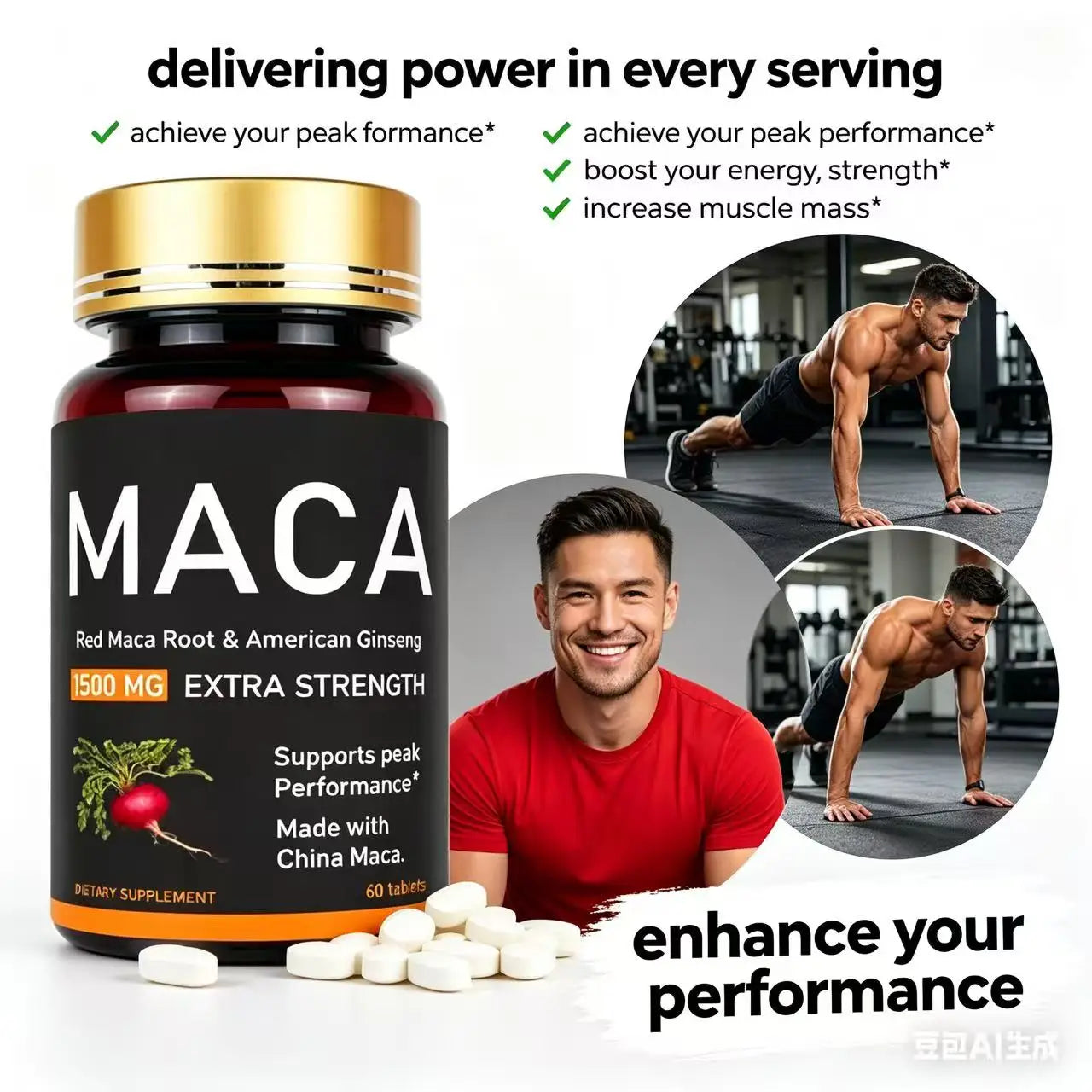 Premium Oyster, Maca & Ginseng Formula，Natural Male Performance Support | Male Enhancing for Stamina, Endurance & Muscle Growt
