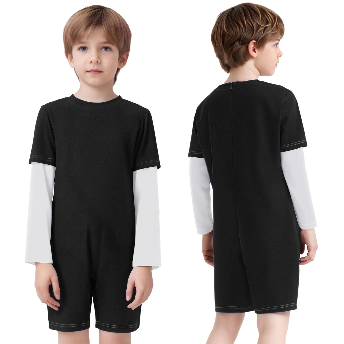 Children Special Needs Adaptive Clothing Solid Color Long Sleeve Zipper Back Jumpsuit Cotton Rompers Workout Sports Bodysuit