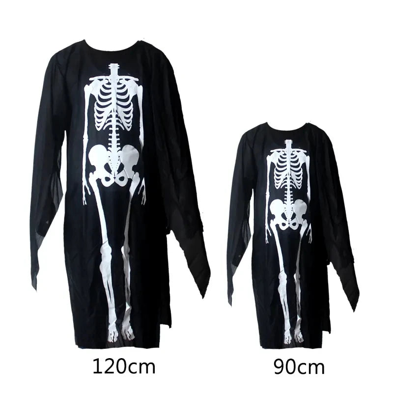 2026Halloween New Party Role Playing Children Adult Death Black Cloak Halloween Skull Ball Costume Prop Set Children Adult Gift
