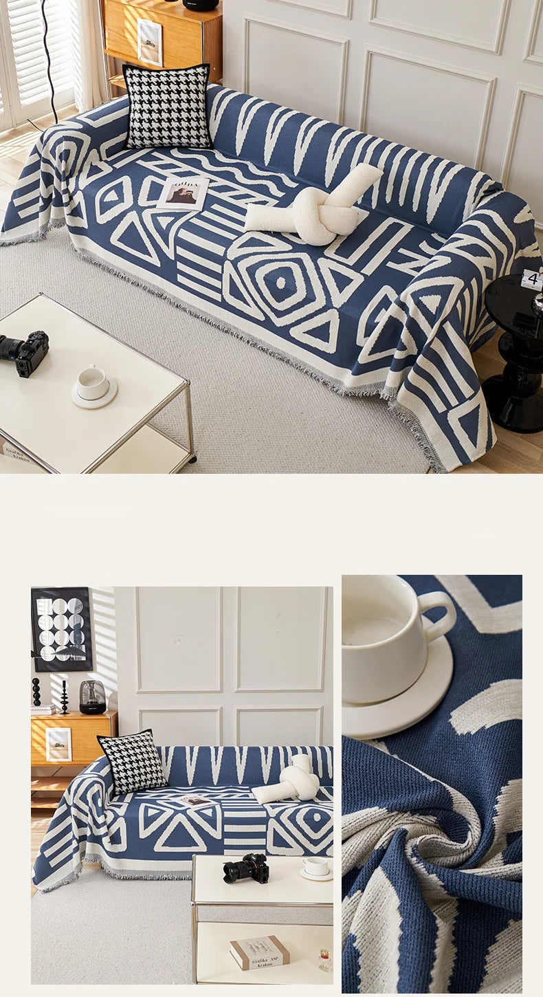 Bohemia Jacquard Slipcover Chenille Sofa Cover with Tassels Sofa Towel Living Room Camping Multipurpose Blanket Furniture Decor