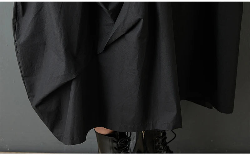 2025 Spring Autumn New Black Vintage Straps Dresses For Women Sleeveless Pleated Loose Casual Dress Robe Elegant Fashion Clothes