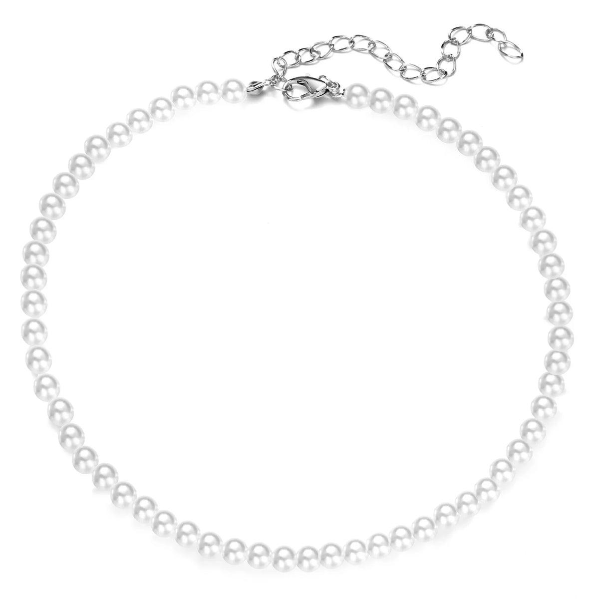 4 5 6 8mm White Pearl Chokers Necklace Clavicle Chain For Women Classic Fashion Elegant Wedding Neck Jewelry Love Pendant Gift