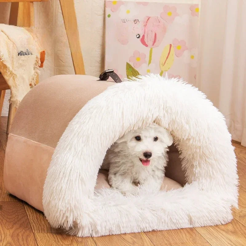 Winter New Long Plush Pet Cat Bed portable Cat Cushion Cat House Warm Cat Basket Cat Sleep Bag Cat Nest Kennel For Small Dog Cat