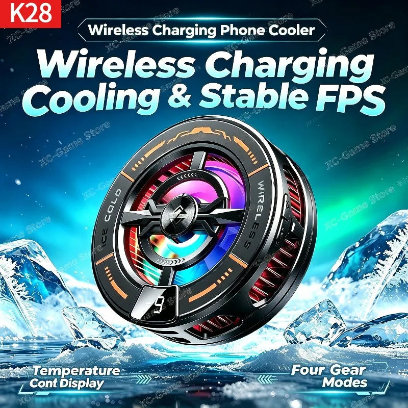 K28 Magnetic Semiconductor Phone Cooler with Wireless Fast Charger Cooling Radiator Gaming Accessorie for IPhone MagSafe Android