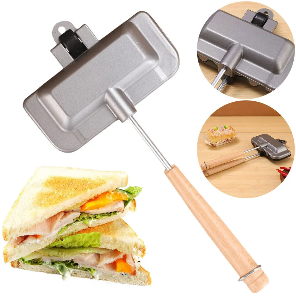 Waffle Pancake Baking Barbecue Oven Mold Hot Dog Toaster Non Stick Aluminum Alloy Grill Frying Pan Double-Sided Sandwich Fry Pan