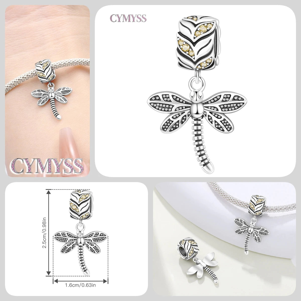 925 Sterling Silver Plated Bee Sunflower Butterfly Charm Pendant Fine Jewelry Women DIY Bracelet Necklace Birthday Party Gift