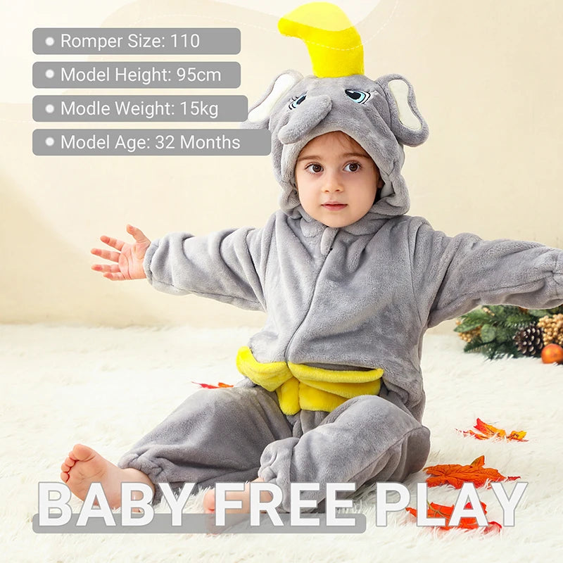 MICHLEY Halloween Lion Baby Rompers Clothes Hooded Flannel Cosplay Toddler Infant Pajamas Bodysuit Jumpsuit Costume For Kids Boy