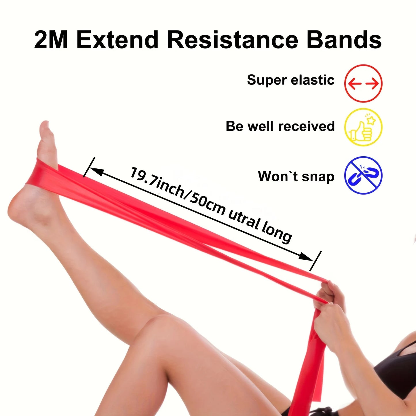 Fitness yoga elastic belt three colors, with portable drawstring storage bag.