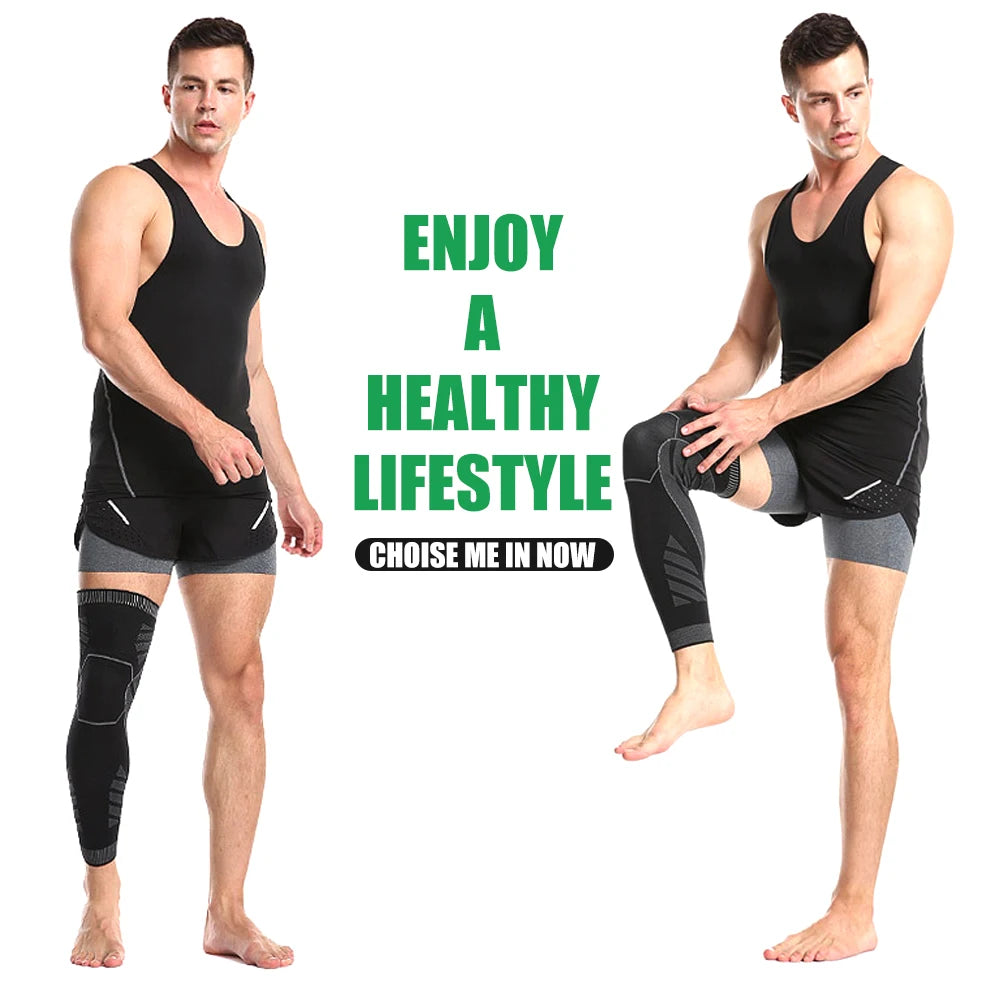1Pair Full Leg Sleeve Long Compression Knee Brace Protect Leg for Men Women for Basketball Arthritis Cycling Sport Football