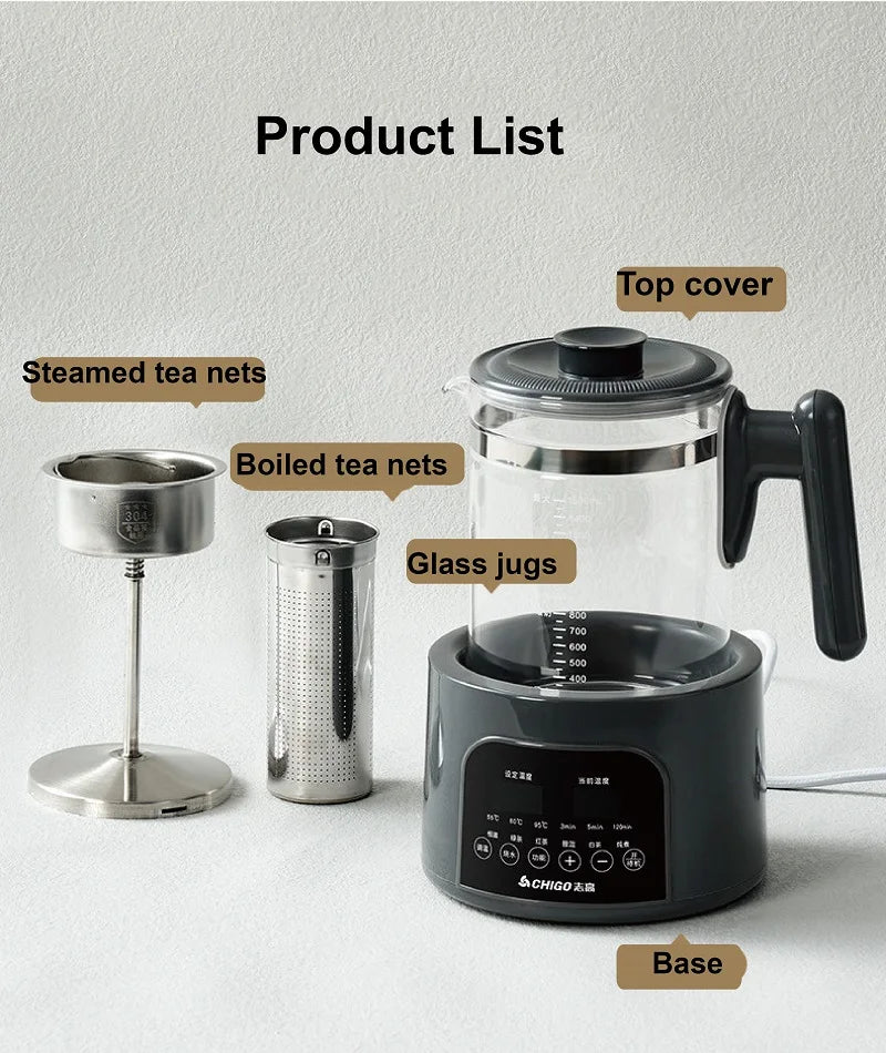 1.5L Smart Electric Kettle Multifunction Steam Teapot Temperature Control Health Pot Office Glass Flower Teapot Auto Keep Warm