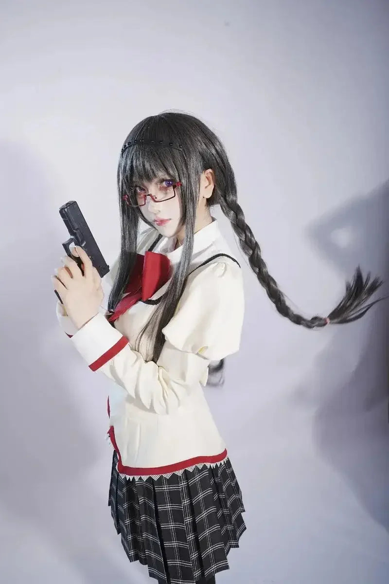 Halloween  Cosplay Costume Anime Madoka Magica Girl Outfit Halloween Party Dress School Uniform Roleplay