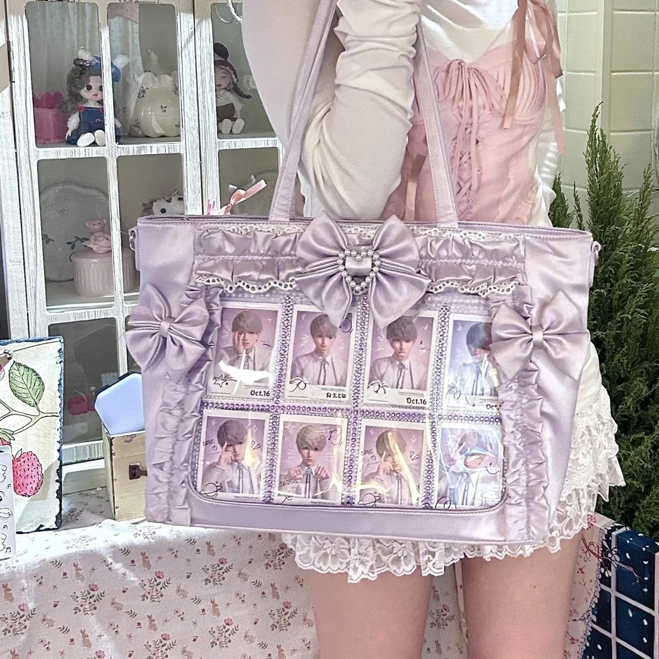 New Sweet and Cool Girl Ulzzang Ita Bag Lace Bow Ribbon JK Uniform Shoulder Bag Comic Exhibition Portable Y2K Tote Bag