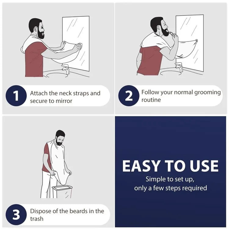 Beard Hair Cutting Catcher, Waterproof Shaving Apron with Drawstring for Home Barber, Easy Clean Hair Catcher for Men