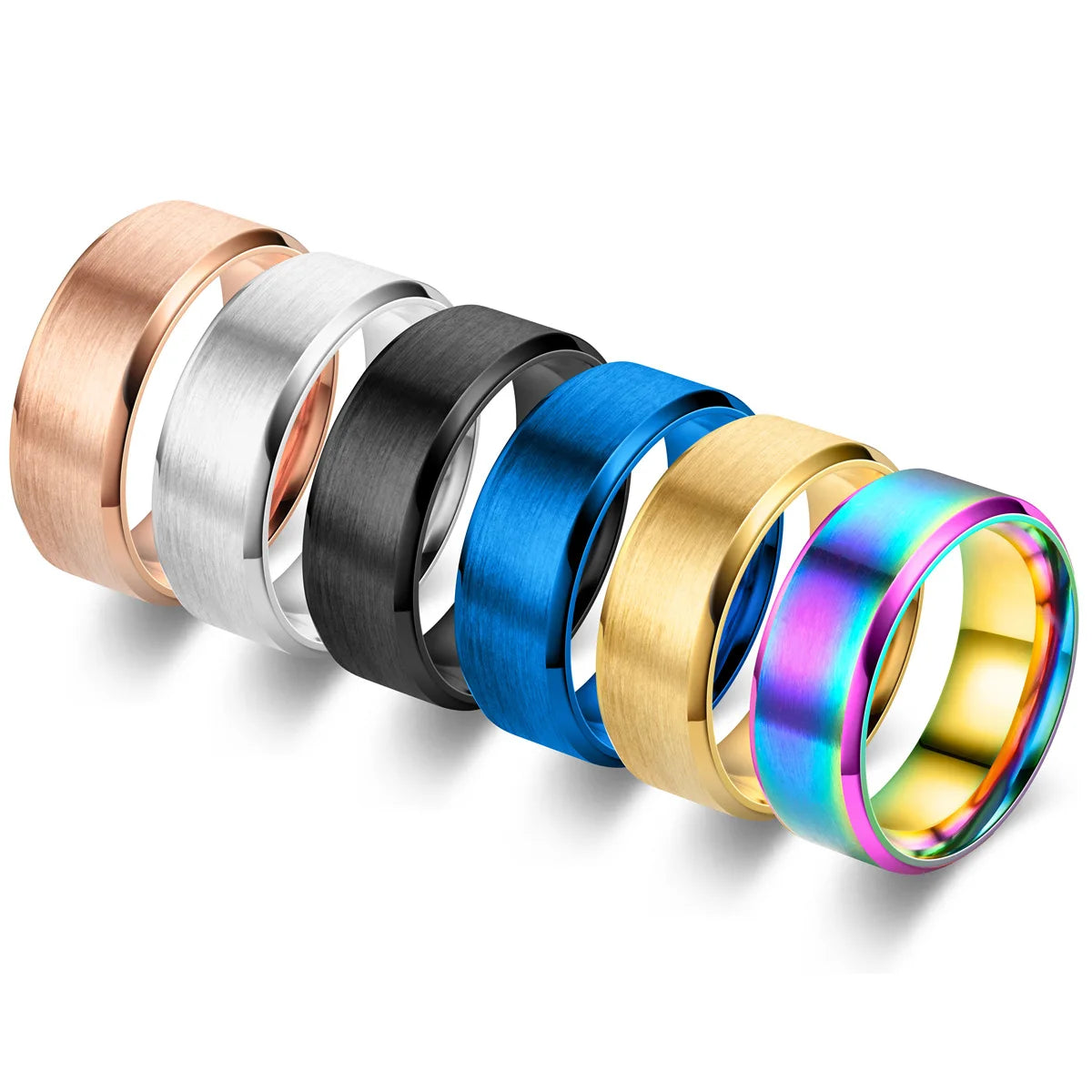 7 Colors Classic 8mm Tungsten Mens Ring Surface Brushed Stainless Steel Ring for Women Wedding Band Couples Jewelry Accessories