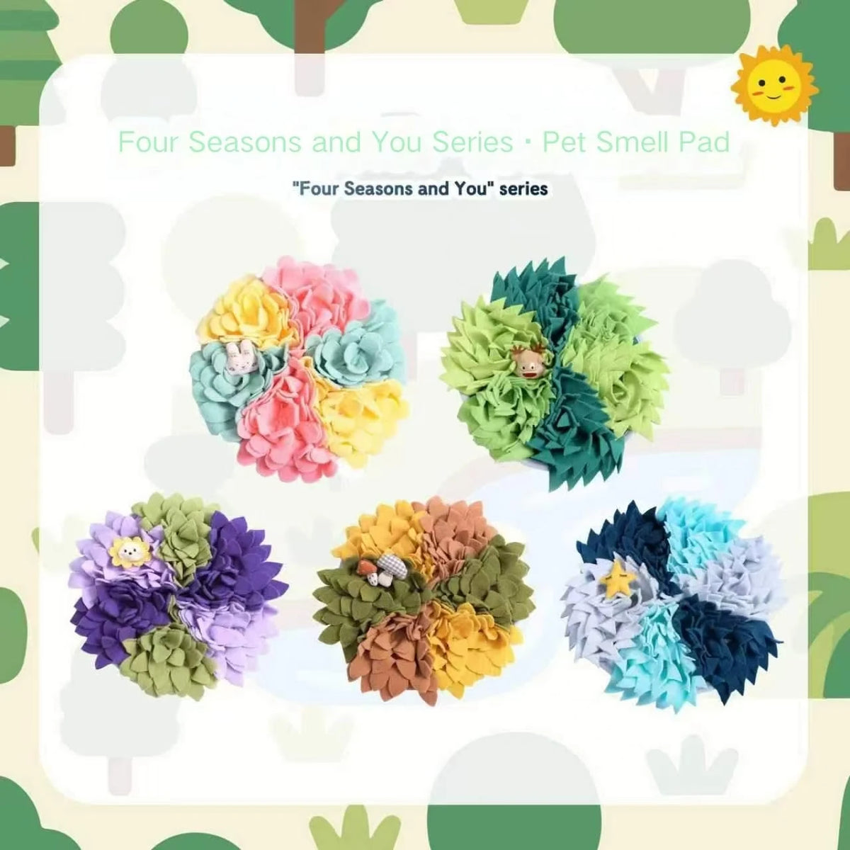 'Four Seasons and You' Series Pet Sniffing Mat Dog and Small Pet Sniffing Mat Educational Slow-Feeding Anti-Choking Food Press