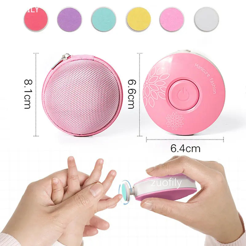 6Pcs Electric Baby Nail Trimmer Kid Nail Polisher Tool Infant Manicure Scissors Newborn Hygiene Kit Nail Clipper Cutter with Bag