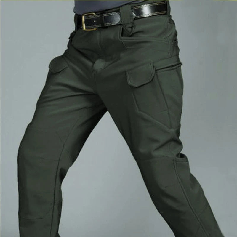 TRVLWEGO Men Winter Waterproof Climbing SkiingTrekking Fleece Fishing Tactical Sharkskin Cargo Pants Camping Hiking Trousers