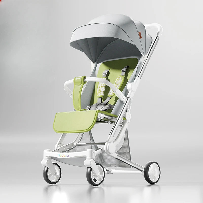Foldable Four Wheels Cart Comfortable  Portable Lightweight Baby Stroller Can Sit or Lie Down Aluminum alloy Children's Cart