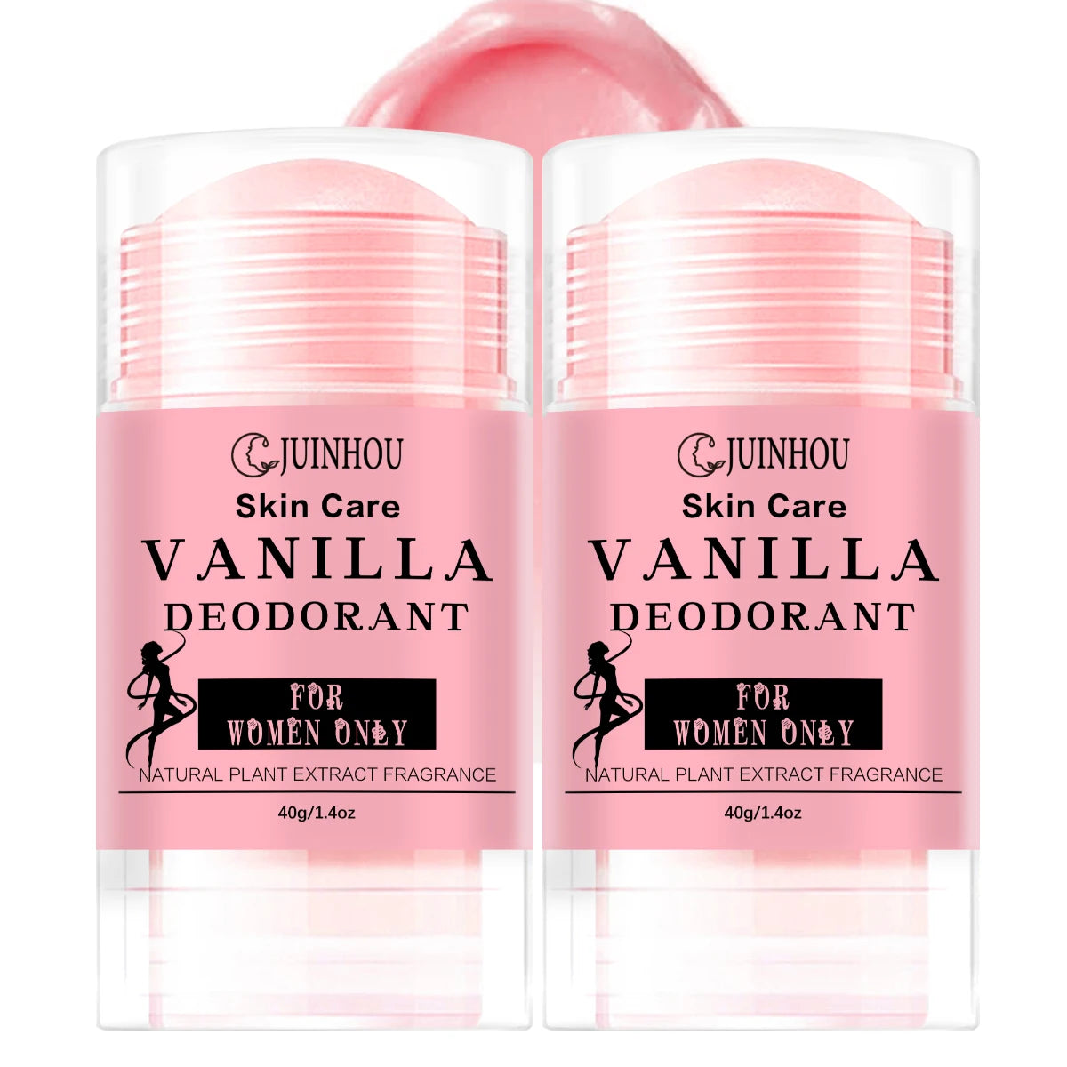 JUINHOU 40g Solid Deodorant Stick Vanilla Aroma Plant Based Mild Formula Portable Odor Control Stick Smooth Skin For Men Women
