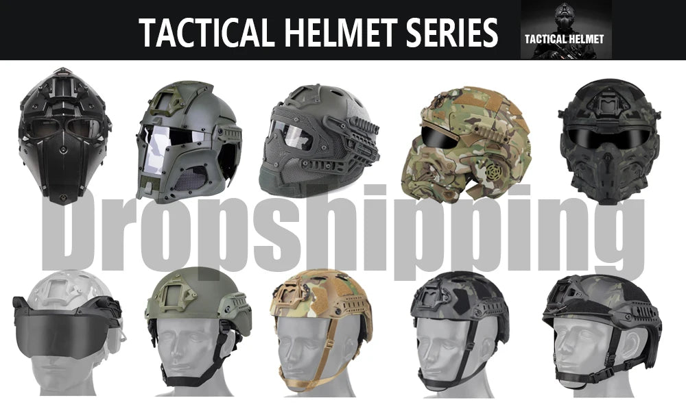 Militar Helmet FAST Helmet Built-in Communication Headset Anti-fog Fan W-Ronin Assault Helmet Detachable Mask Replacement Lens