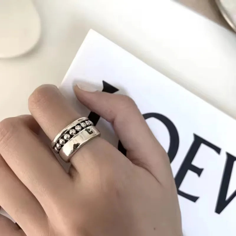 VENTFILLE 925 Sterling Silver Geometric Line Cross Wrap Open Ring For Women Gift Irregular Punk Adjustable Jewelry Dropshipping