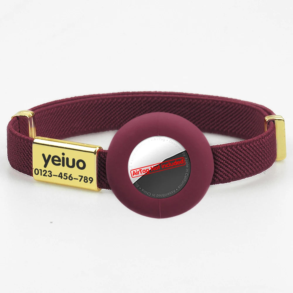 Cute Breakaway Cat Collar with Customized Name Tag Elastic GPS Tracker Kitten Collar with Air Tag Holder Adjustable Pets Collars
