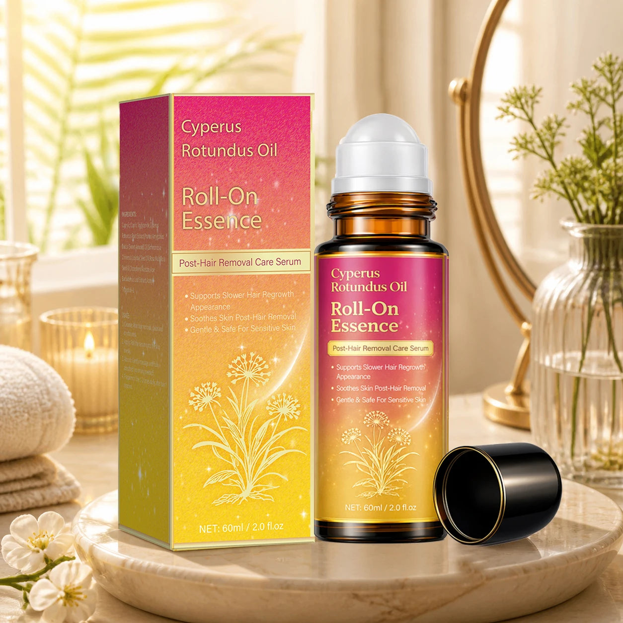 Cyperus Rotundus Oil for Hair Removal, Soft Smooth Skin Care Deep Hydration Anti Hair Growth Inhibition After Shave Oil,60ML
