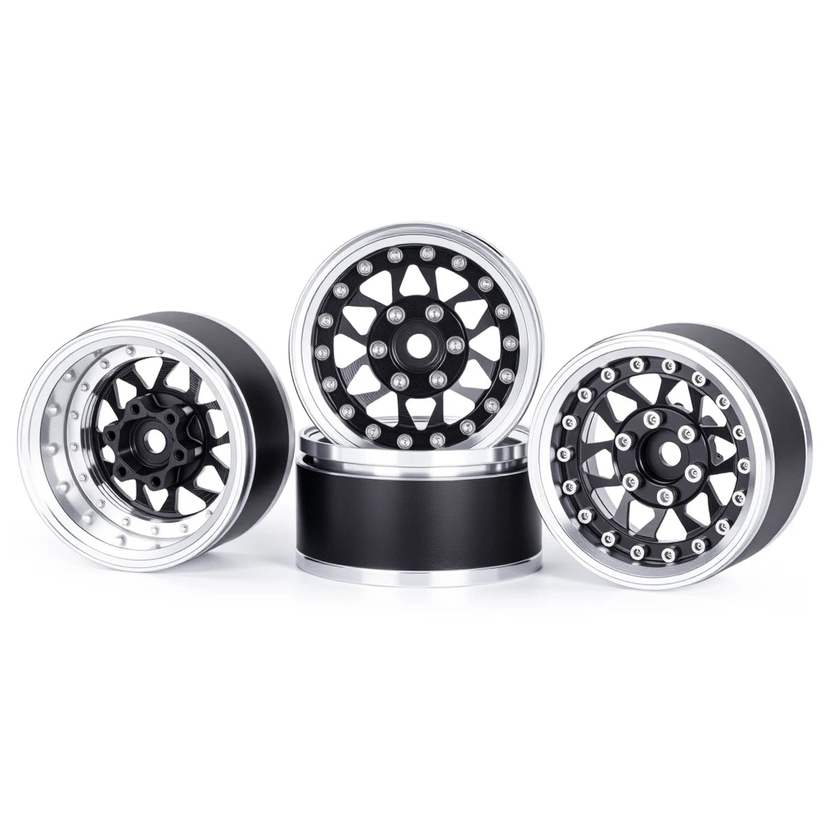 4Pcs 1.9 Aluminum Beadlock Wheel Rims Adjustable Offset 12mm Hex for 1/10 RC Crawler Car TRX4 TRX6 SCX10 90046 GEN7 8 D90 Parts